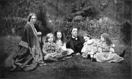 L to R - Louisa MacDonald, Greville MacDonald, Mary MacDonald, Lewis Carroll, Irene MacDonald, and Grace MacDonald - 1862, Click to Enlarge